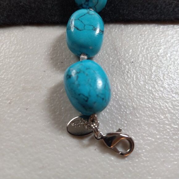 Vintage Lia Sophia Blue Grotto Necklace Dye Howlite Offset Necklace Cottagecore - Picture 4 of 8